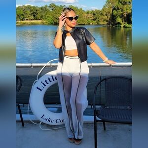 AKIRA Black Leather Crop